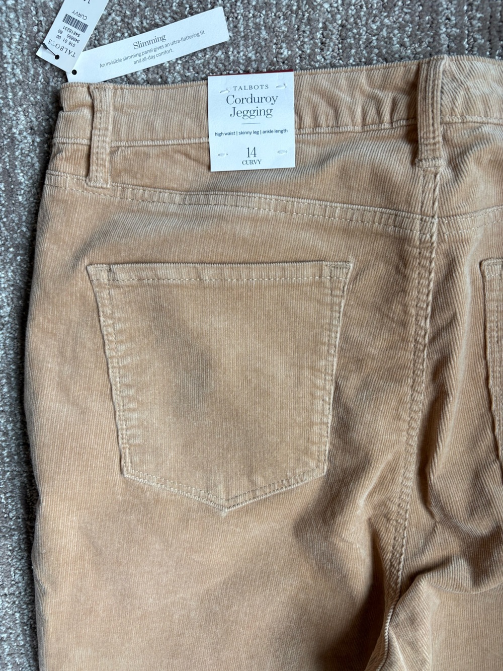 NWT Talbots Curvy Slimming Corduroy Jegging in Tan Size 14 Curvy - Picture 7 of 7